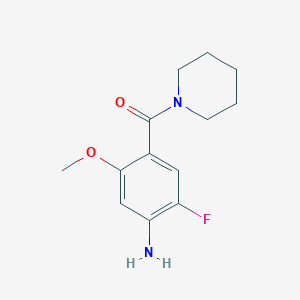 molecular formula C13H17FN2O2 B13185766 2-Fluoro-5-methoxy-4-(piperidine-1-carbonyl)aniline 