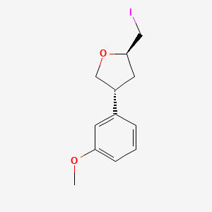 molecular formula C12H15IO2 B13185874 (2R,4R)-2-(Iodomethyl)-4-(3-methoxyphenyl)oxolane 