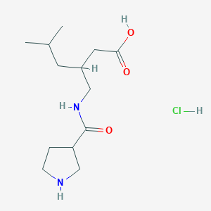 molecular formula C13H25ClN2O3 B13185889 5-Methyl-3-{[(pyrrolidin-3-yl)formamido]methyl}hexanoic acid hydrochloride 