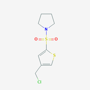 molecular formula C9H12ClNO2S2 B13186040 1-([4-(Chloromethyl)thiophen-2-YL]sulfonyl)pyrrolidine 