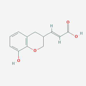 molecular formula C12H12O4 B13186055 (2E)-3-(8-Hydroxy-3,4-dihydro-2H-chromen-3-yl)acrylic acid 