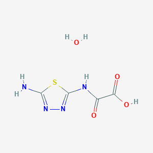 molecular formula C4H6N4O4S B13186061 [(5-Amino-1,3,4-thiadiazol-2-yl)carbamoyl]formic acid hydrate 