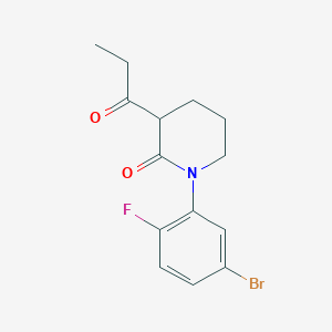 molecular formula C14H15BrFNO2 B13186089 1-(5-Bromo-2-fluorophenyl)-3-propanoylpiperidin-2-one 