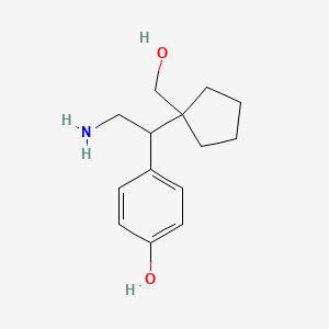 molecular formula C14H21NO2 B13186122 4-{2-Amino-1-[1-(hydroxymethyl)cyclopentyl]ethyl}phenol 