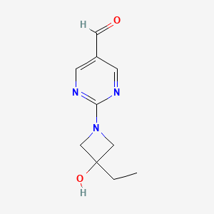 molecular formula C10H13N3O2 B13186126 2-(3-Ethyl-3-hydroxyazetidin-1-yl)pyrimidine-5-carbaldehyde 