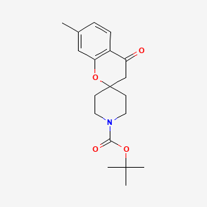 molecular formula C19H25NO4 B13186140 tert-Butyl 7-methyl-4-oxo-3,4-dihydrospiro[1-benzopyran-2,4'-piperidine]-1'-carboxylate CAS No. 956605-16-6