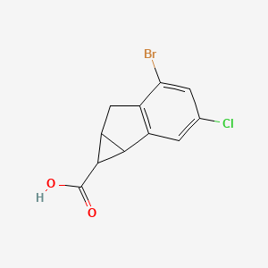 molecular formula C11H8BrClO2 B13186160 5-Bromo-3-chloro-1H,1aH,6H,6aH-cyclopropa[a]indene-1-carboxylic acid 