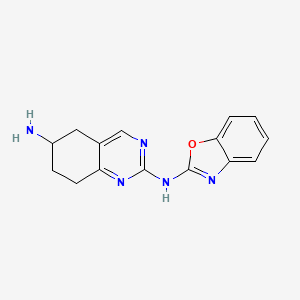 molecular formula C15H15N5O B13186222 2-N-(1,3-benzoxazol-2-yl)-5,6,7,8-tetrahydroquinazoline-2,6-diamine 