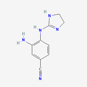 molecular formula C10H11N5 B13186339 3-Amino-4-[(4,5-dihydro-1H-imidazol-2-yl)amino]benzonitrile 