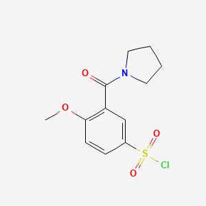 molecular formula C12H14ClNO4S B1318650 4-Methoxy-3-(pyrrolidin-1-ylcarbonyl)-benzenesulfonyl chloride CAS No. 952946-98-4