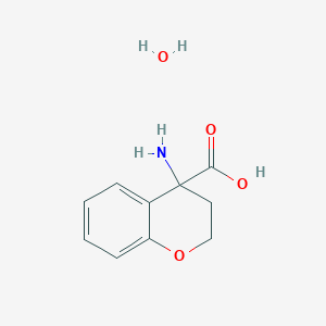 molecular formula C10H13NO4 B13186512 4-amino-3,4-dihydro-2H-1-benzopyran-4-carboxylic acid hydrate 