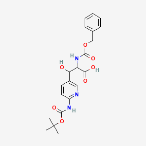 molecular formula C21H25N3O7 B13186518 2-{[(Benzyloxy)carbonyl]amino}-3-(6-{[(tert-butoxy)carbonyl]amino}pyridin-3-yl)-3-hydroxypropanoic acid 