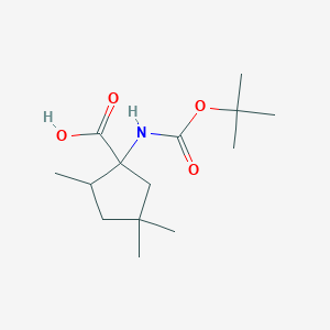 molecular formula C14H25NO4 B13186586 1-{[(Tert-butoxy)carbonyl]amino}-2,4,4-trimethylcyclopentane-1-carboxylic acid 