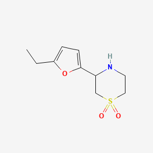 molecular formula C10H15NO3S B13186605 3-(5-Ethylfuran-2-yl)-1lambda6-thiomorpholine-1,1-dione 