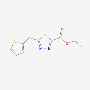 molecular formula C10H10N2O2S2 B13186624 Ethyl 5-[(thiophen-2-yl)methyl]-1,3,4-thiadiazole-2-carboxylate 