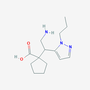 molecular formula C14H23N3O2 B13186632 1-[2-Amino-1-(1-propyl-1H-pyrazol-5-yl)ethyl]cyclopentane-1-carboxylic acid 