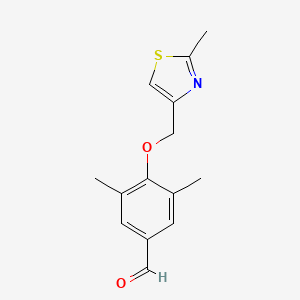 molecular formula C14H15NO2S B13186634 3,5-Dimethyl-4-[(2-methyl-1,3-thiazol-4-yl)methoxy]benzaldehyde 