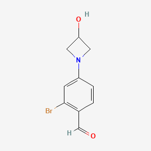 molecular formula C10H10BrNO2 B13186684 2-Bromo-4-(3-hydroxyazetidin-1-yl)benzaldehyde 