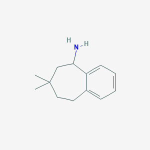 molecular formula C13H19N B13186759 7,7-dimethyl-6,7,8,9-tetrahydro-5H-benzo[7]annulen-5-amine 