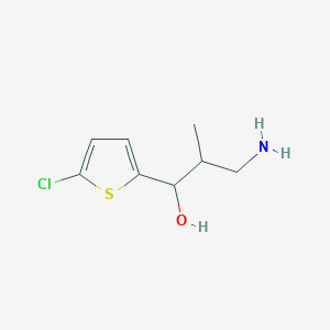 molecular formula C8H12ClNOS B13186857 3-Amino-1-(5-chlorothiophen-2-yl)-2-methylpropan-1-ol 