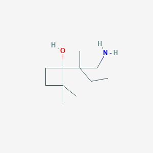 molecular formula C11H23NO B13186954 1-(1-Amino-2-methylbutan-2-yl)-2,2-dimethylcyclobutan-1-ol 