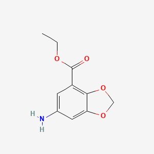 molecular formula C10H11NO4 B13186970 Ethyl 6-amino-1,3-dioxaindane-4-carboxylate 