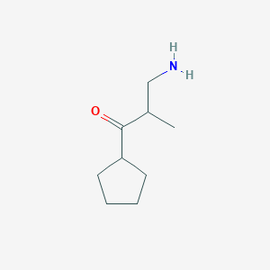 molecular formula C9H17NO B13187040 3-Amino-1-cyclopentyl-2-methylpropan-1-one 