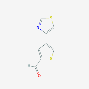 molecular formula C8H5NOS2 B13187042 4-(1,3-Thiazol-4-yl)thiophene-2-carbaldehyde 