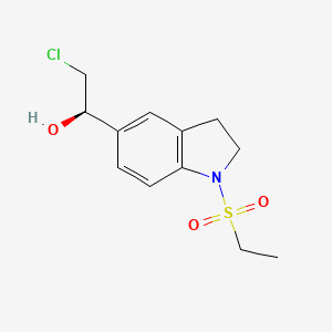 molecular formula C12H16ClNO3S B13187096 (1R)-2-chloro-1-[1-(ethylsulfonyl)-2,3-dihydro-1H-indol-5-yl]ethanol 