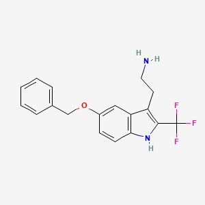 molecular formula C18H17F3N2O B13187265 2-[5-(Benzyloxy)-2-(trifluoromethyl)-1H-indol-3-yl]ethan-1-amine 