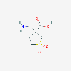 molecular formula C6H11NO4S B13187334 3-(aminomethyl)-1,1-dioxothiolane-3-carboxylic acid 