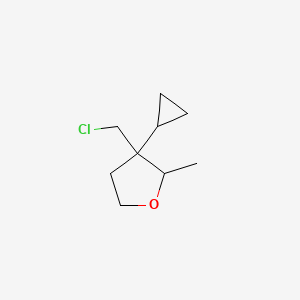 molecular formula C9H15ClO B13187369 3-(Chloromethyl)-3-cyclopropyl-2-methyloxolane 