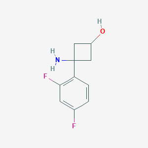 molecular formula C10H11F2NO B13187425 3-Amino-3-(2,4-difluorophenyl)cyclobutan-1-ol 