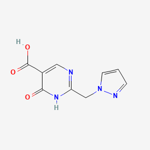 molecular formula C9H8N4O3 B13187462 4-Hydroxy-2-[(1H-pyrazol-1-yl)methyl]pyrimidine-5-carboxylicacid 