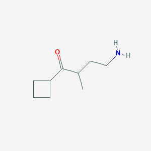 molecular formula C9H17NO B13187480 4-Amino-1-cyclobutyl-2-methylbutan-1-one 