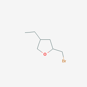 molecular formula C7H13BrO B13187483 2-(Bromomethyl)-4-ethyloxolane 