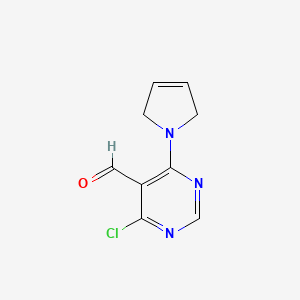 molecular formula C9H8ClN3O B13187518 4-Chloro-6-(2,5-dihydro-1H-pyrrol-1-yl)pyrimidine-5-carbaldehyde 