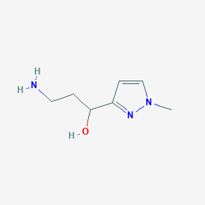 molecular formula C7H13N3O B13187565 3-Amino-1-(1-methyl-1H-pyrazol-3-yl)-propan-1-ol 