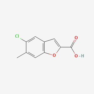 molecular formula C10H7ClO3 B13187579 5-Chloro-6-methyl-1-benzofuran-2-carboxylic acid 