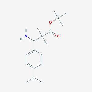 molecular formula C18H29NO2 B13187601 tert-Butyl 3-amino-2,2-dimethyl-3-[4-(propan-2-yl)phenyl]propanoate 