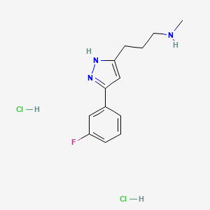 molecular formula C13H18Cl2FN3 B13187629 {3-[3-(3-fluorophenyl)-1H-pyrazol-5-yl]propyl}(methyl)amine dihydrochloride 