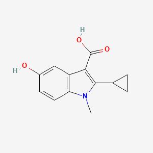 molecular formula C13H13NO3 B13187683 2-Cyclopropyl-5-hydroxy-1-methyl-1H-indole-3-carboxylic acid 