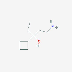 molecular formula C9H19NO B13187713 1-Amino-3-cyclobutylpentan-3-ol 