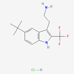 molecular formula C15H20ClF3N2 B13187838 2-[5-tert-Butyl-2-(trifluoromethyl)-1H-indol-3-yl]ethan-1-amine hydrochloride 