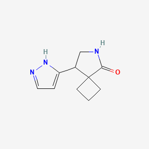 molecular formula C10H13N3O B13187856 8-(1H-Pyrazol-3-yl)-6-azaspiro[3.4]octan-5-one 