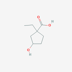 molecular formula C8H14O3 B13187918 1-Ethyl-3-hydroxycyclopentane-1-carboxylic acid 