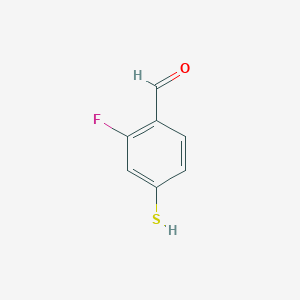 molecular formula C7H5FOS B13188108 2-Fluoro-4-mercaptobenzaldehyde 