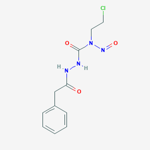 molecular formula C11H13ClN4O3 B131882 Benzeneacetic acid, 2-(((2-chloroethyl)nitrosoamino)carbonyl)hydrazide CAS No. 147217-62-7