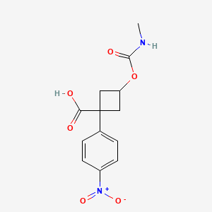 molecular formula C13H14N2O6 B13188202 (1S,3s)-3-[(methylcarbamoyl)oxy]-1-(4-nitrophenyl)cyclobutane-1-carboxylic acid 