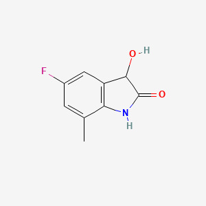 molecular formula C9H8FNO2 B13188213 5-Fluoro-3-hydroxy-7-methyl-2,3-dihydro-1H-indol-2-one 